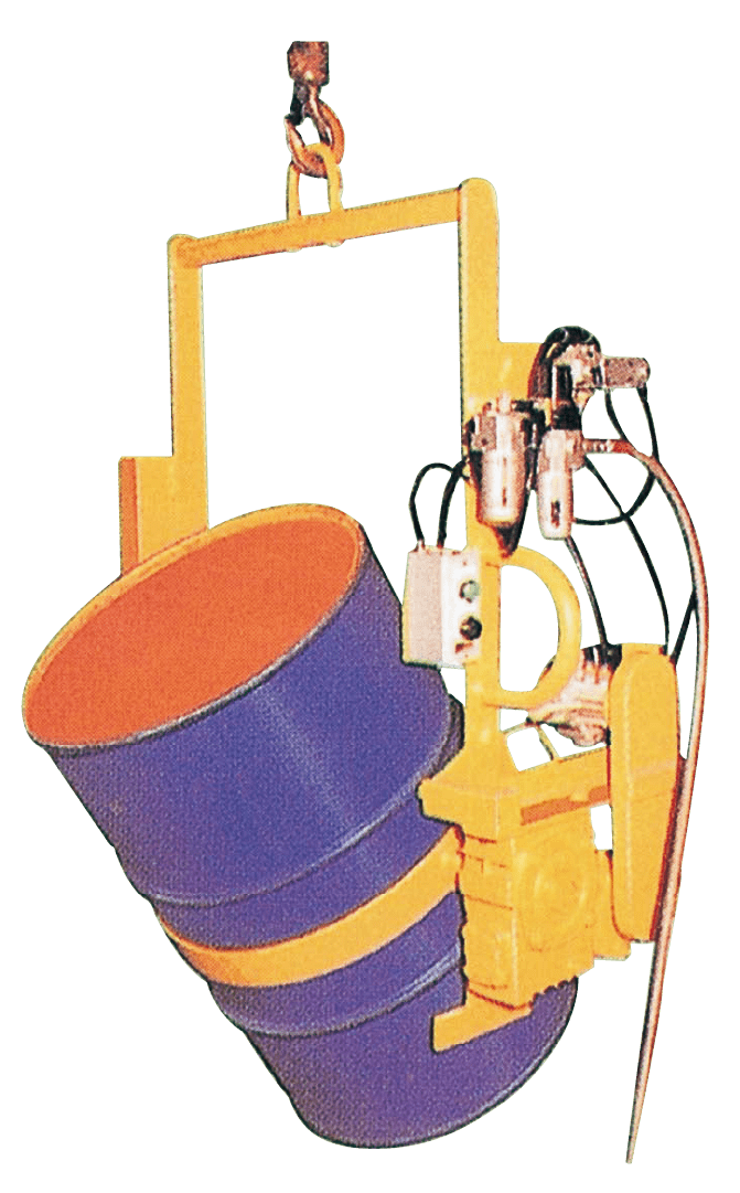 ホイストクレーンでドラム缶を回転!ドラム吊り回転機 大有株式会社(タイユー)